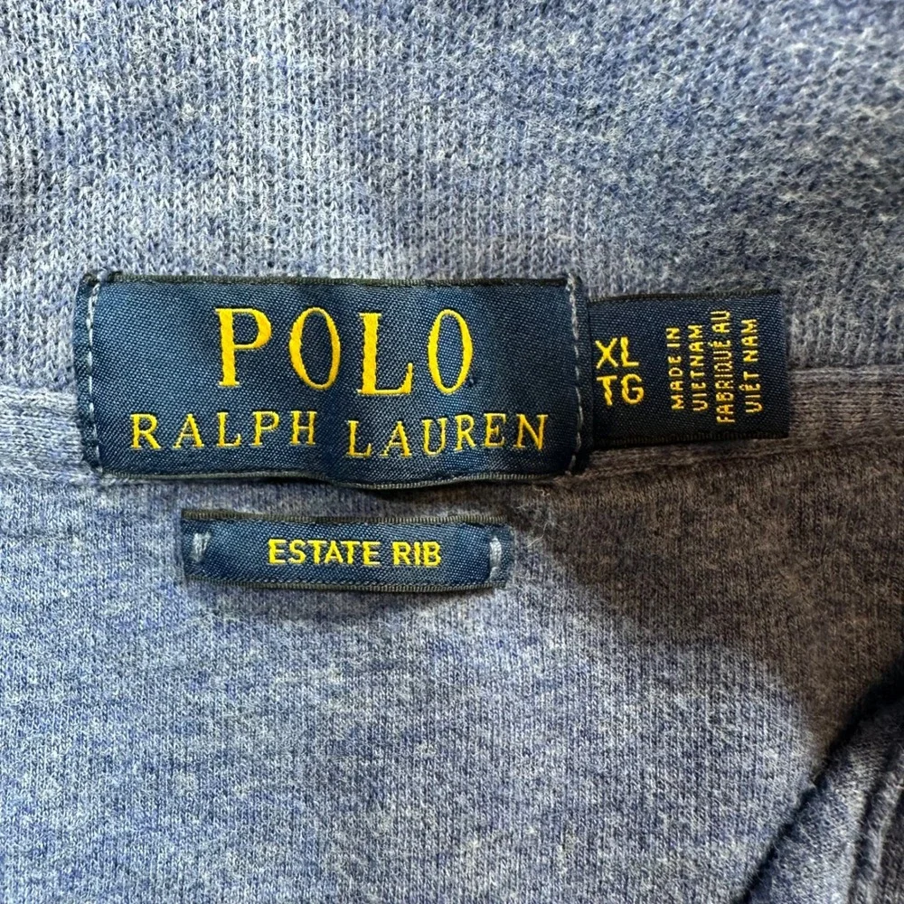 Polo Ralph Lauren Estate Rib Pullover Mens XL Blue  Quarter Zip Heathered